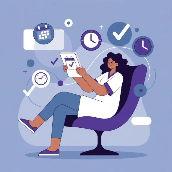 Illustration of a business owner relaxing while SimplerBook handles scheduling